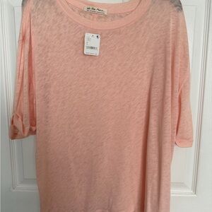 We The Free Light Pink Sheer Short Sleeve Top